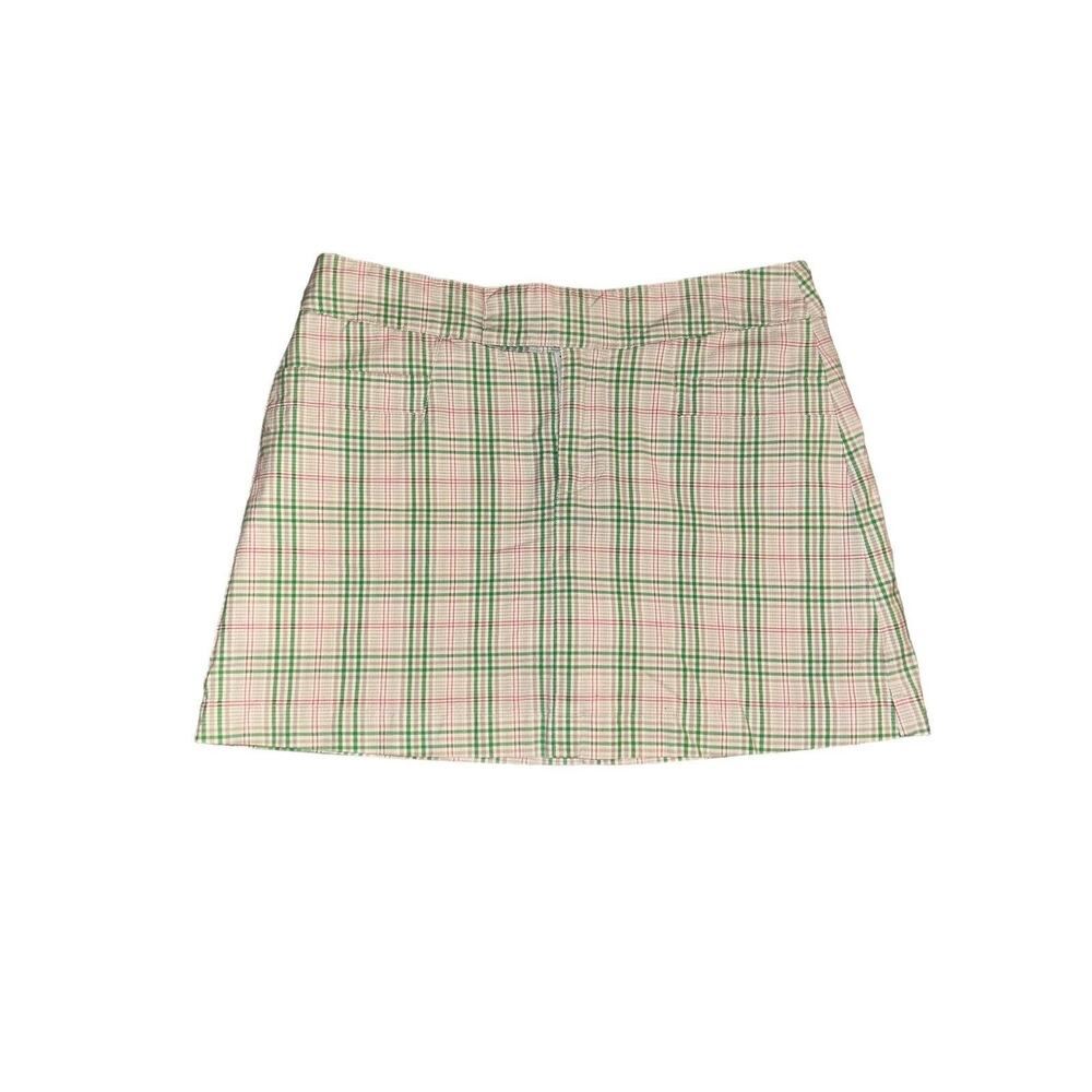 Maurices vtg Plaid Mini‎ Skirt Beige Green Red Casual Party Cute Short